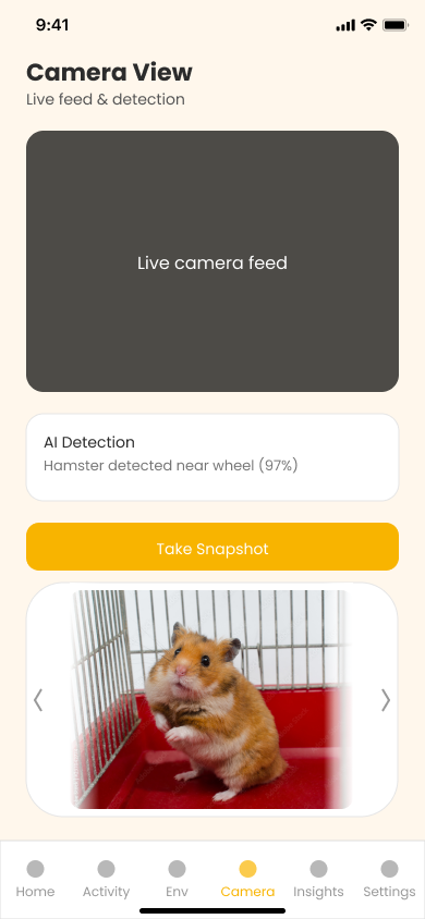 The Camera page in the app