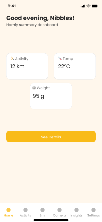 The Home page in the app